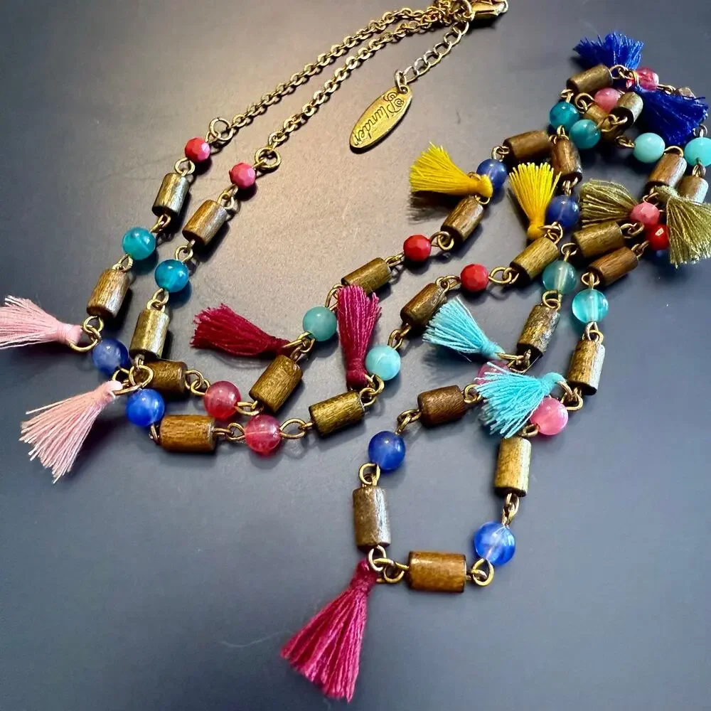 Plunder Designs Colorful Tassel Beaded Shayla Necklace